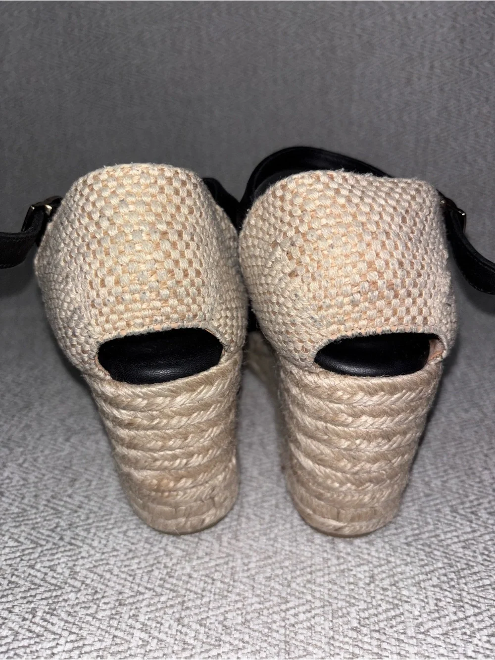 Paloma Barcelo black quilted leather wedge espadrilles ankle strap EU 38 US 7.5